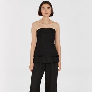 NWT DISSH dulce black linen top